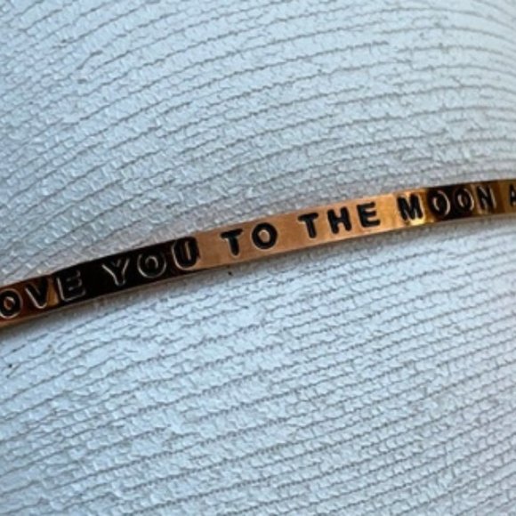Valentine's Day Mantraband Bracelet Gold Tone "I love You To The Moon and Back" - Picture 4 of 12
